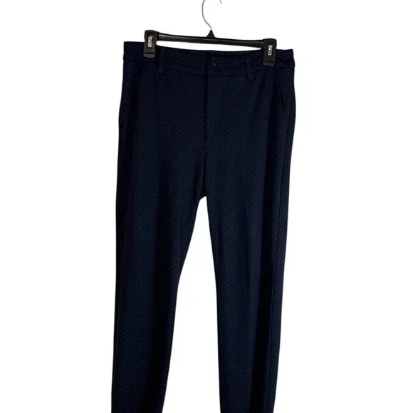 CAbi Womens 6 Keen Kick Flare Crop Pants Navy Blue Ponte Knit Button Ankle - Picture 3 of 12